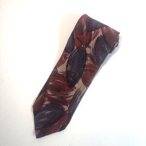 JSACO Men's Necktie 100% Silk Made in Italy Abstract Painterly Burgundy Purple